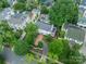 Aerial view of a neighborhood with lush landscaping and backyard pools at 601 Cherokee Rd, Charlotte, NC 28207