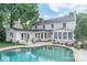 Inviting backyard showcasing a refreshing pool, comfortable seating area, and a well-maintained white brick house at 601 Cherokee Rd, Charlotte, NC 28207