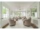 Light-filled sunroom with multiple windows, comfortable seating, and elegant decor at 601 Cherokee Rd, Charlotte, NC 28207
