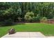 Backyard with a patio, a green lawn, fire pit, and a wooden fence at 1027 Dresden W Dr, Charlotte, NC 28205