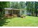 Spacious backyard with a screened-in porch, lush lawn, and mature trees for privacy at 116 April Ln, Dallas, NC 28034