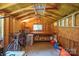 Bright shed interior, perfect for hobbies, with workbench, ladder, and ample space for creative pursuits at 116 April Ln, Dallas, NC 28034