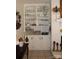 Built in shelves in the dining room with glass decor at 116 Woodbark Ln, Kings Mountain, NC 28086