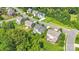 Aerial view of neighborhood homes with meticulously maintained lawns and mature trees at 11618 Macallano Dr, Charlotte, NC 28215