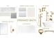 Bathroom design board featuring marble tile, brass fixtures, sleek hardware and crisp white surfaces at 1321 Ferncliff Rd, Charlotte, NC 28211
