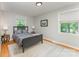 Cozy bedroom with hardwood floors, a comfortable bed, and natural light from two windows at 4014 Sulkirk Rd, Charlotte, NC 28210