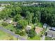 Expansive aerial view of the property showcasing lush greenery, mature trees, and the neighborhood surroundings at 405 E 18Th St, Kannapolis, NC 28083