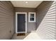 The front door is a modern design with a small window adding natural light to the entry way at 853 Gerard Bay Dr, Fort Mill, SC 29715