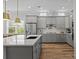 Spacious kitchen with stainless steel appliances, gray cabinets, and a large center island at 11329 Fullerton Place Nw Dr, Huntersville, NC 28078
