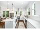 Open kitchen featuring stainless steel appliances, island with bar seating, and white cabinetry at 1207 E 36Th St, Charlotte, NC 28205