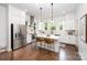 Bright kitchen with stainless appliances, island with seating, and hardwood floors at 1207 E 36Th St, Charlotte, NC 28205