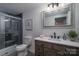 Bathroom features a large vanity and modern glass enclosed shower at 1212 Frank Ext, Rock Hill, SC 29730
