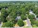 Expansive aerial view of a neighborhood nestled within lush trees and landscape offering a serene living environment at 15400 Groveland St, Huntersville, NC 28078