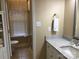 Bathroom with a stone vanity top and shower/toilet room with a window at 1842 Caroline Way, Fort Mill, SC 29715