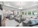 Bright living room showcasing a modern gray sofa, decorative pillows, and view into the dining area at 2501 Christenbury Hall Nw Ct, Concord, NC 28027