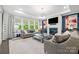 Inviting living room featuring a fireplace, large windows, and comfortable seating with modern decor at 2501 Christenbury Hall Nw Ct, Concord, NC 28027