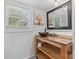 Bathroom vanity featuring a modern vessel sink and wooden shelving at 2519 2Nd Sw Ave, Hickory, NC 28602