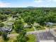 This aerial view showcases a lush, green neighborhood with well-maintained homes and mature trees with mountain view in the distance at 2519 2Nd Sw Ave, Hickory, NC 28602
