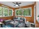 Cozy sunroom with ample seating, wooden paneling, and natural light. Perfect for relaxation at 7212 Morsey Ct, Charlotte, NC 28269