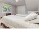 Bedroom with neutral walls, a window, two beds, and access to eaves storage at 905 Mangionne Dr, Matthews, NC 28105