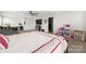 Bedroom with double closets, a television, and a play area including dollhouse at 1054 Thoroughbred Dr, Iron Station, NC 28080