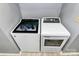 Modern laundry room featuring a new washer and dryer and gray walls at 160 Quail Hollow Dr, Kings Mountain, NC 28086