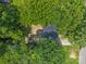 Aerial shot capturing a property nestled among lush trees, showing its secluded and private setting at 1709 Masonic Dr, Charlotte, NC 28205