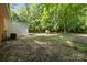 Spacious backyard featuring mature trees, a wooden fence, and a shed in the background at 1709 Masonic Dr, Charlotte, NC 28205