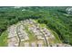 An aerial view shows new single Gathering homes in a wooded community with sidewalks and manicured lawns at 2009 Trindle Vine Ln, Waxhaw, NC 28173