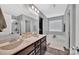 A stylish bathroom featuring a double vanity, soaking tub, and updated finishes at 210 Clove Hitch Dr, Salisbury, NC 28677