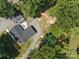 An overhead view of the house and property with mature trees and plenty of space at 2345 Stallings Rd, Matthews, NC 28104