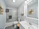 Clean, well-lit bathroom with a glass-enclosed shower and white vanity at 2345 Stallings Rd, Matthews, NC 28104