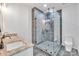 Beautiful bathroom showcases sleek glass shower, modern fixtures, and stylish gray tiling at 516 North Mulberry St, Cherryville, NC 28021