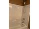 Bright bathroom showcases white shower and basic chrome shower head at 5650 Kimmerly Woods Dr, Charlotte, NC 28215