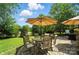 Outdoor patio with dining set and umbrella for enjoying outdoor meals and gatherings at 5916 Four Wood Dr, Matthews, NC 28104