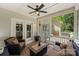 Relaxing covered patio area with ceiling fan and comfortable outdoor seating at 6422 Northern Red Oak Dr, Mint Hill, NC 28227