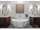 This bathroom features double vanity sinks and a soaking tub at 6505 Folger Dr, Charlotte, NC 28270