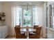 Dining room with hardwood floors, natural lighting, elegant chandelier, and seating for four at 6505 Folger Dr, Charlotte, NC 28270