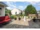 Secluded patio with stone pavers, decorative planters, and cozy seating area at 10211 Dominion Village Dr, Charlotte, NC 28269