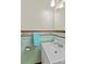 Cozy bathroom featuring a pedestal sink and blue tile at 1321 Arbor Dr, Salisbury, NC 28144