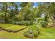 Backyard garden area framed with brick and cinder blocks, filled with plants at 1321 Arbor Dr, Salisbury, NC 28144