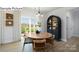 Bright dining area with a round wooden table, modern light fixture, and sliding glass doors to the backyard at 265 Miramar Dr, York, SC 29745