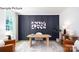 Stylish office with panelled accent wall, modern lighting, wood desk, and neutral rug at 265 Miramar Dr, York, SC 29745