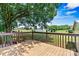 Relaxing backyard deck with wooden railing, offering scenic views of the surrounding landscape at 3372 Lee Lawing Rd, Lincolnton, NC 28092