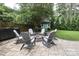 Stone fire pit surrounded by Adirondack chairs, creating a cozy outdoor gathering space at 4126 Tyndale Ave, Charlotte, NC 28210