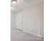 Unfurnished basement area featuring a door, carpet, skylight, and light walls at 11234 Villa Trace Pl, Charlotte, NC 28277