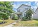 Charming two-story home with blue shutters and a well-manicured front lawn and lush greenery at 11733 Mesquite Rd, Huntersville, NC 28078