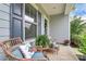 Inviting front porch with wicker seating, decorative cushions, and a charming outdoor ambiance at 11733 Mesquite Rd, Huntersville, NC 28078