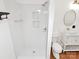 Bathroom featuring modern stand up shower with a glass enclosure at 12300 Caldwell Rd, Charlotte, NC 28213