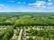 Expansive aerial view of a lush residential community with mature trees and inviting homes, some featuring private pools at 136 Pink Orchard Dr, Mooresville, NC 28115